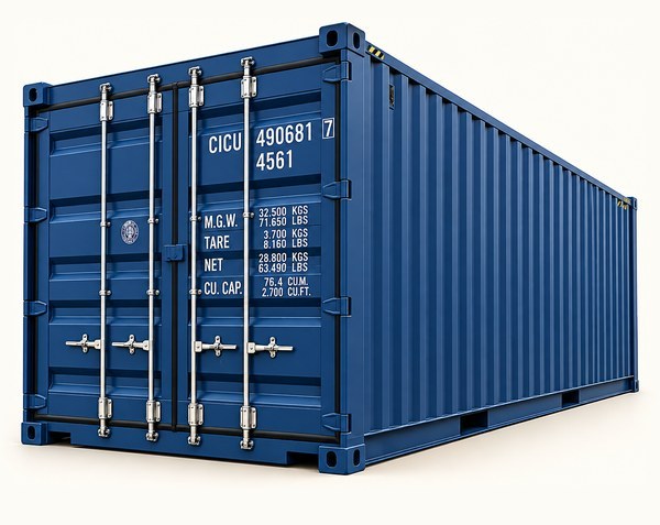 Blue ISO shipping container